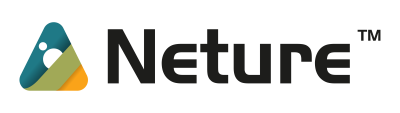 Neture logo with teal and yellow triangular icon and black text