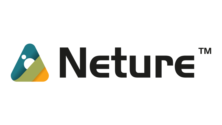 Neture logo with teal and yellow triangular icon and black text